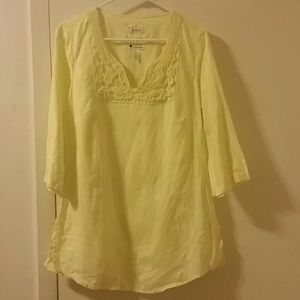 Yellow malvin linen crochet  tunic